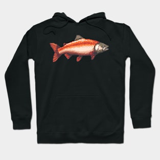 Salmon in Pixel Form Hoodie